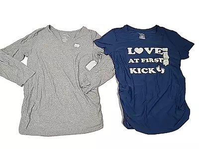 Lot Of 2 Time And Tru Maternity XL LS Grey & SS Love At First Kick T-shirts New • $10.99