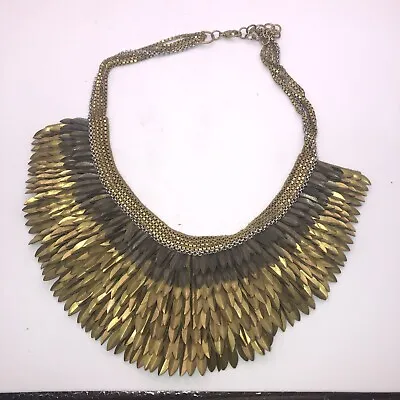 $200 • Buy Original Stella & Dot Gold Pegasus Bib Necklace, Hand Sewn To Silk Organza.
