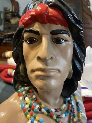 Antique Hiawatha Chalkware Cigar Store Indian Head Sculpture Bust 20   • $179.95