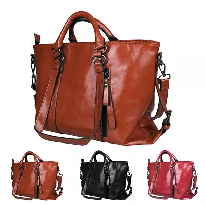 Women Soft Oiled Leather Handbag Messenger Shoulder Tote Bag Crossbody Satchel • $22.45