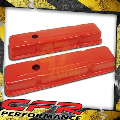 For 58-86 Chevy Small Block 283-305-327-350-400 Short Steel Valve Covers Orange • $44.43