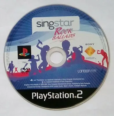 £14.95 • Buy *DISK ONLY* SingStar Rocks Ballads Sing Star Playstation 2 Two PS2 PSTwo PS