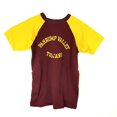 VTG Velva Sheen Men's Pahrump Valley Trojans Nevada Raglan T-Shirt Sz L • $38.32