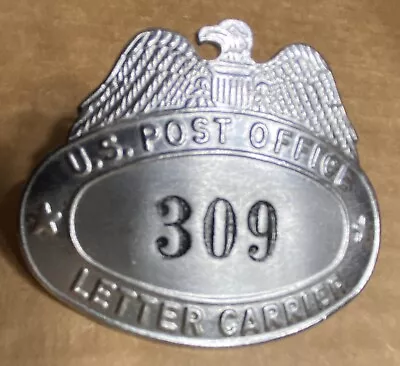 Vintage U.S. Post Office Letter Carrier Screw Back Hat Badge No. 309 Walters • $34.99