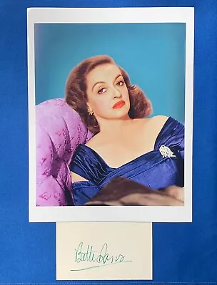 Bette Davis Autographed 3x5 Index Card With 8x9.5 Color Photo PSA Oscar Winner • $424.95