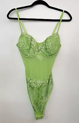 Vintage Maliza By La Perla Lace Bustier Teddy Bodysuit- Neon Green- Size 38D • $70