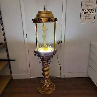 Vintage 1970's Mineral Oil Rain Lamp On Ornate Pedestal Clear Lucite Statue • $1800