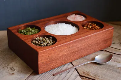 5 Hole Salt And Pepper Pinch Pots Salt Cellar Handmade From Sapele Hardwood • £29.99