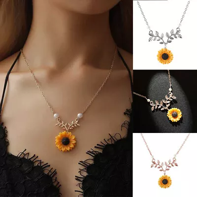 Sunflower Pendant Chain Necklace You Are My Sunshine Unisex Jewelry Gifts • £3.02