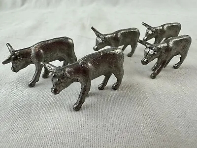 LOT OF 5 Metzke 1982? Miniature Pewter Bulls Animals Markers Place Holders • $8.95