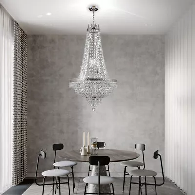 9-Light French Empire Crystal Chandelier Large Foyer Ceiling Lighting LED Lamp! • $133