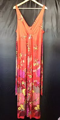 Wallis Red / Multi Floral Print Stretchy Maxi Dress Size 18 VGC • £12.50