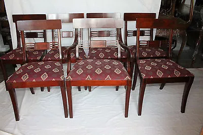 Great Set Of Eight English Regency Mahogany Dining Chairs 2 Arm & 6 Side Chairs • $1837.50