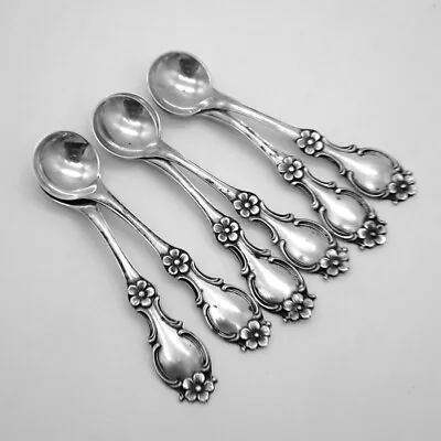 Lunt Floral 6 Individual Salt Spoons Set Sterling Silver No Mono • $140.25