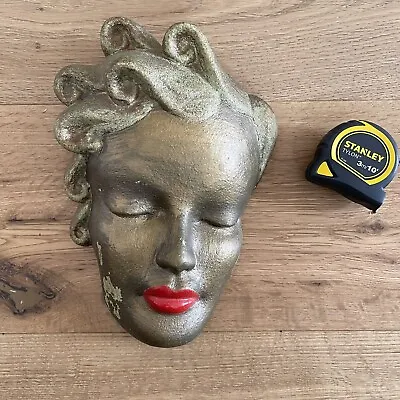 Vintage Art Deco Chalkware/plaster Wall Hung Face/ladies Head Bust • £48