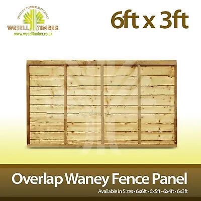6x3 Overlap Waney Lap Garden Fence Panel With Capping Rail • £24.50