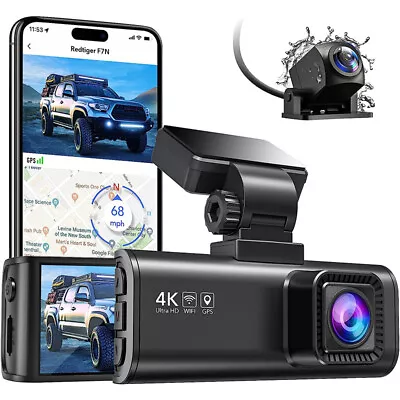 REDTIGER 4K Dual Dash Camera Front And Rear Dash Cam Built-in WiFi&GPS For Cars • $74.41