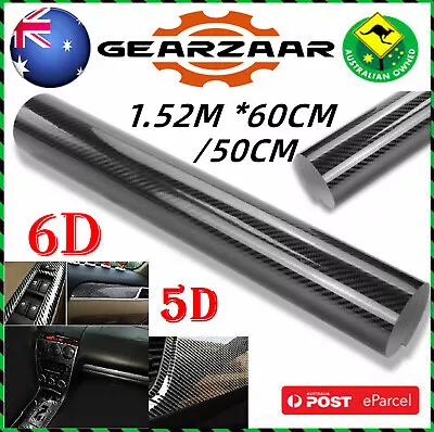 5D Gloss Black Carbon Fibre Vinyl Car Wrap Free Air Release Protector Film DIY • $15.69