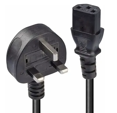 Kettle Leaf Power Cable UK Mains 3/5/10/13 Amp   PCs TVs IEC C13 Socket / Used • £6.99