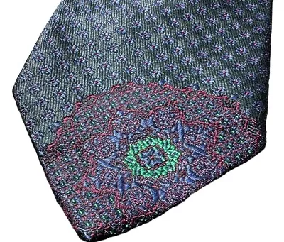 Moschino Green Blue Abstract Geometric Floral Patterned Silk Tie Luxury Necktie • $41.95