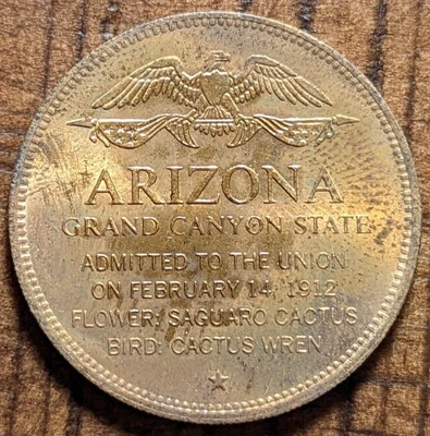 $9 • Buy 1912 Phoenix, Arizona Grand Canyon 48th State Saguaro Cactus Flower Shell Token