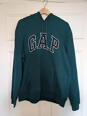 Gap Hoodie Fleece Spellout Y2K Pullover Jumper Sweatshirt Green Mens Large • £17.50