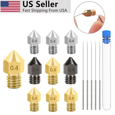 10Pcs MK8 Extruder 3D Printer Stainless Steel Nozzle For Creality CR-10 Ender 3 • $9.38