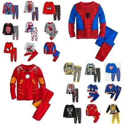 Boys Toddler Kids Super Hero Sleepwear Pyjamas PJ's T-Shirt Pants Costume Sets • $20.61