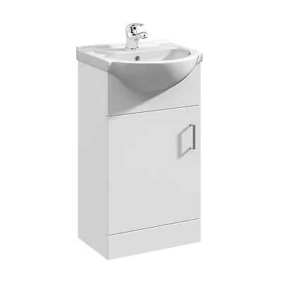 White 450mm One Door Bathroom Cabinet Basin Sink Vanity Unit Chrome Tap & Waste • £99.95