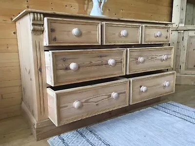 Solid Pine Rustic Merchants Multi Chest Of 7 Drawers Tv Stand Sideboard Draws • £355