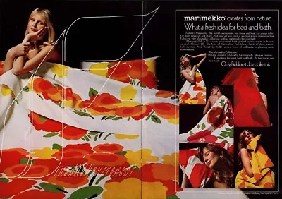 Marimekko Creates From Nature For Fieldcrest Towels Ad 1972 NY Maud Adams Model • $9.99
