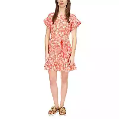 Michael Michael Kors Women's Palm Ruffle-Sleeve Dress Sangria Size S • $34