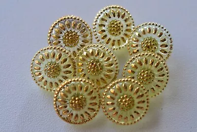 011 - Vintage Czech (8) 1/2  Uranium Vaseline Glass Buttons • $16.99