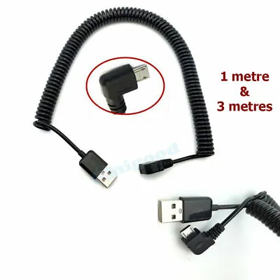 Micro USB Coiled Spiral Retractable Fast Data Cable Charge Samsung Android Phone • £6.98