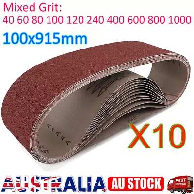 10X LINISHING BELT 915mm 914mm X 100mm MIXED GRIT SANDING 40 60 80 100 120- 1000 • $24.95