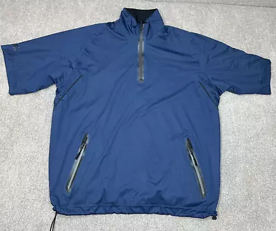 Mizuno Pullover Mens Large Navy Windbreaker Quarter Zip Lined Pockets Stretch • $17.99