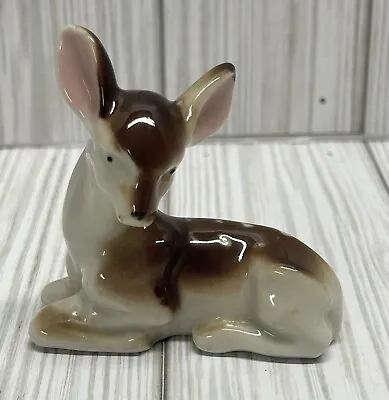 Vintage Miniature Porcelain Fawn Deer Figurine Laying Down Japan • $9.99