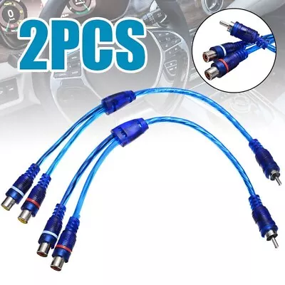 2 X 20cm RCA PHONO Y SPLITTER CABLE 1 Male To 2 X Female CAR AMP SUB LEAD UK P&P • £6.99