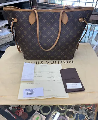 $299 • Buy Louis Vuitton Monogram Neverfull MM Tote Bag Brown M40156 *Authentic* + Receipt
