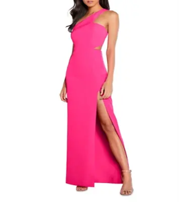 Aidan By Aidan Mattox Women's One Shoulder Crepe Cutout Gown Pink Size 0 • $40.25