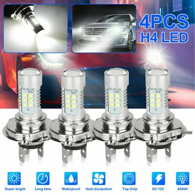 4x H4 9003 HB2 6000K LED Headlight High + Low Beam Bulbs Kit Super Bright White • $9.99