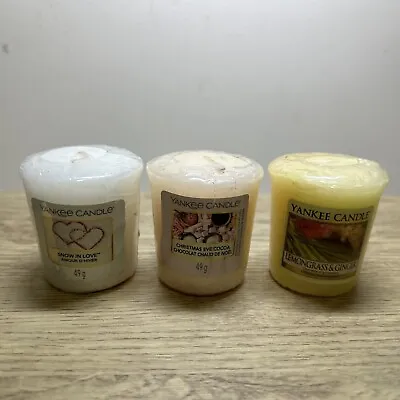 Yankee Candle 3x Votives Christmas Eve Cocoa Snow In Love Lemongrass And Ginger • £7