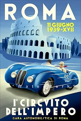 Racing Circuit Of Rome 1939 Motor Race Vintage Poster Print Retro Style Art  • $27.45