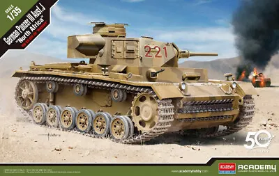 Academy Hobby 13531 German Panzer III Ausf. J Noth Africa 1/35 • $44.15