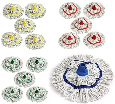 £12.99 • Buy Colour Coded Mop Head Hygienic Cleaning Looped Pure Yarn Cotton Mop Socket X 5