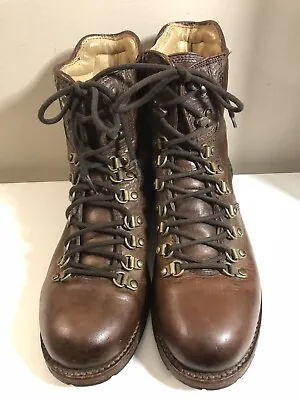Frye Hiking Boots Brown Leather Rivet Lace Leather Lug Sole Women’s Size 9 • $59