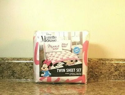 Disney Minnie Mouse Pink & White Twin Sheet Set NEW • $34.95