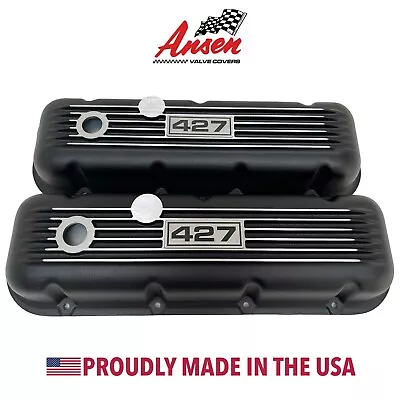 Big Block Chevy 427 Valve Covers Classic Finned - Black - Ansen USA • $195