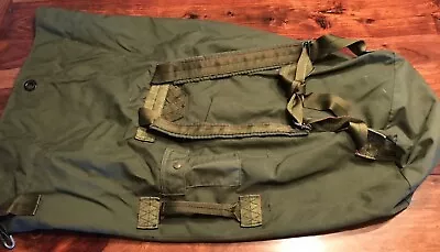 Military Duffle Bag OD Green Nylon W/ Carry Straps US Army Top Load • $21.25