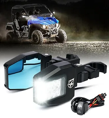 Xprite Rear Side View Mirrors W/ Spot Lights For 1.75 -2  Roll Bar ATV UTV RZR • $59.99